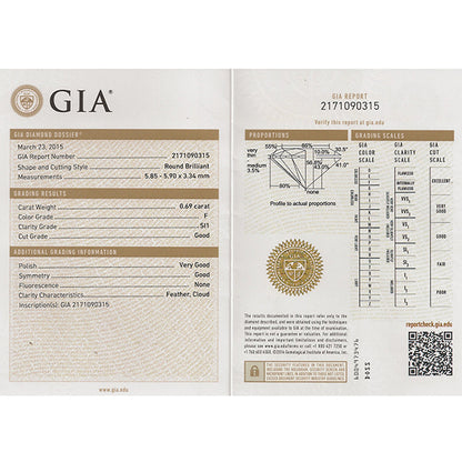 Vintage GIA 0.69ct Diamond Engagement Ring