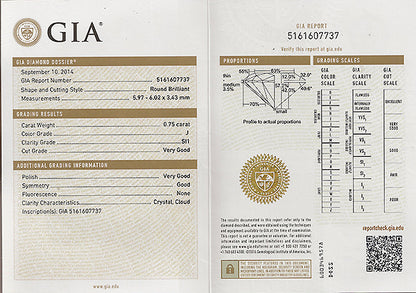 Vintage GIA 0.75ct Diamond Engagement Ring