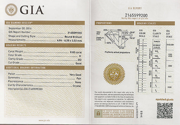 Vintage GIA 0.80ct Diamond Engagement Ring