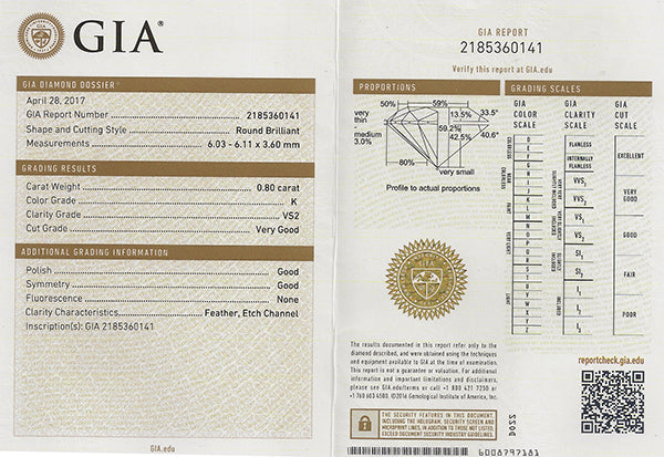 Vintage GIA 0.80ct Diamond Engagement Ring