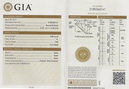 Vintage GIA 0.80ct Diamond Engagement Ring