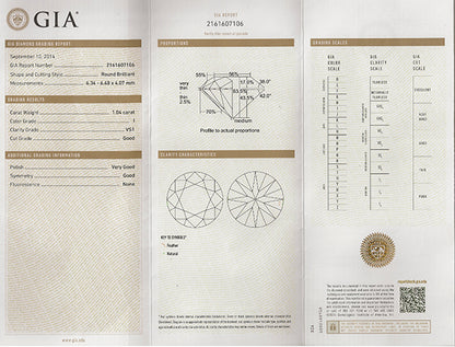 Vintage GIA 1.04ct Diamond Engagement Ring