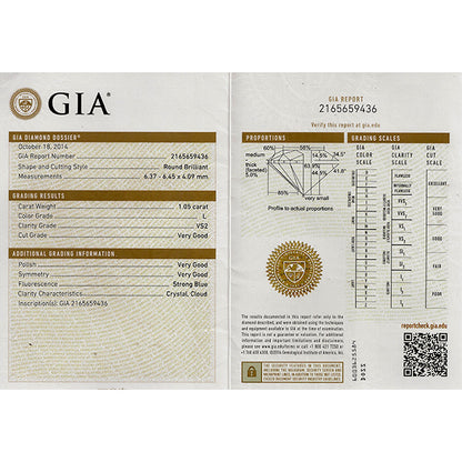 Vintage GIA 1.05ct Diamond Engagement Ring