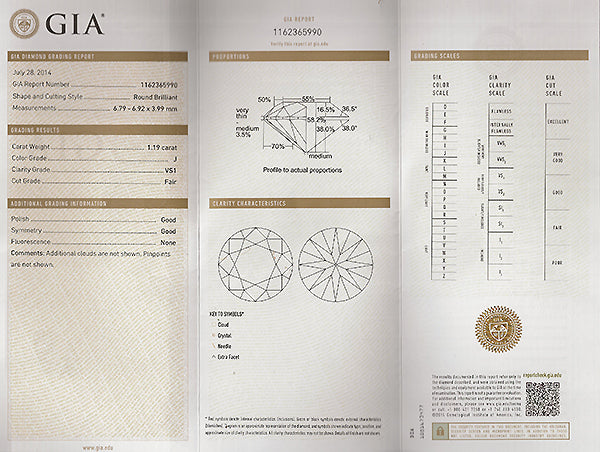 Vintage GIA 1.19ct Diamond Engagement Ring