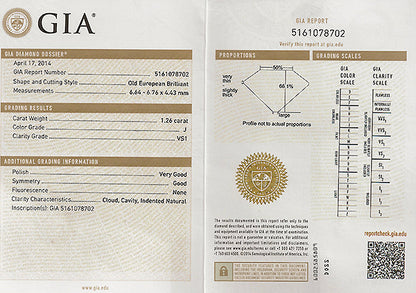 Vintage GIA 1.26ct Diamond Engagement Ring