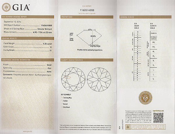 Vintage GIA 1.35ct Diamond Engagement Ring