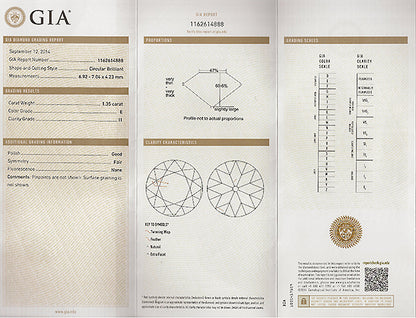 Vintage GIA 1.35ct Diamond Engagement Ring