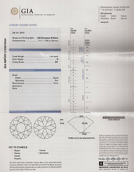 Vintage GIA 1.44ct Diamond Engagement Ring