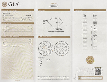 Vintage GIA 1.98ct Diamond Engagement Ring