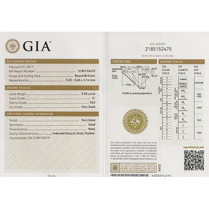 Vintage GIA0.55ct Round Brilliant Diamond 14k White Gold Engagement Ring