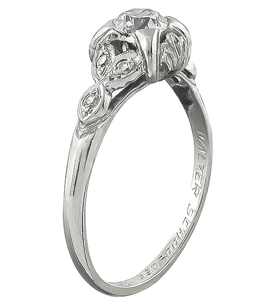 Vintage GIA Certified 0.50ct Diamond Engagement Ring