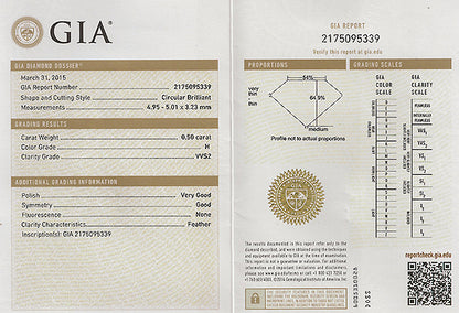 Vintage GIA Certified 0.50ct Diamond Engagement Ring