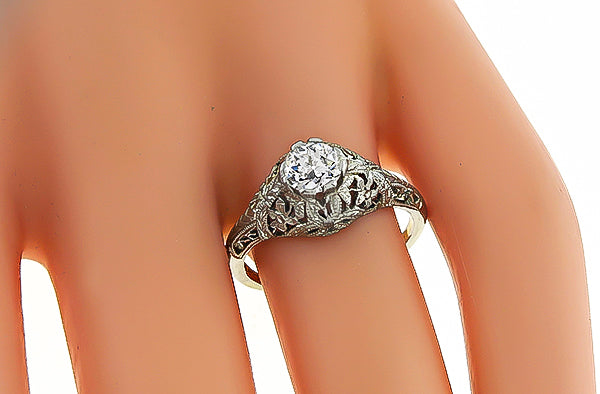 Vintage GIA Certified 0.51ct Diamond Engagement Ring