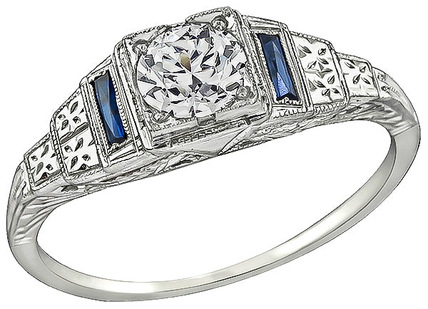 Vintage GIA Certified 0.53ct Diamond Engagement Ring