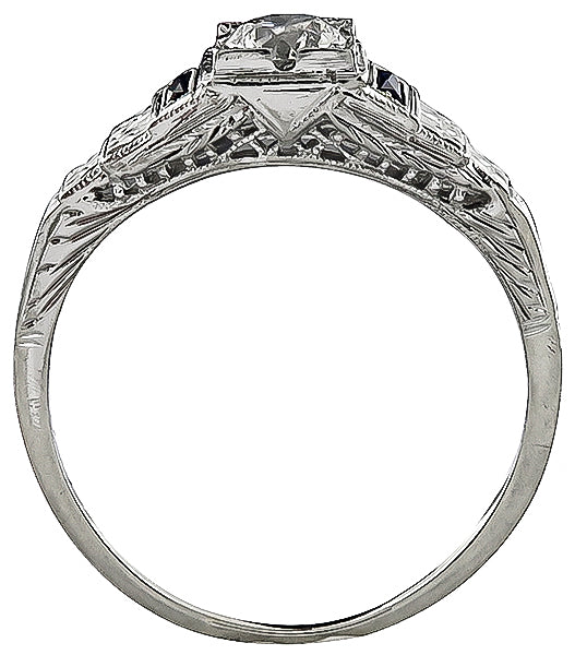 Vintage GIA Certified 0.53ct Diamond Engagement Ring