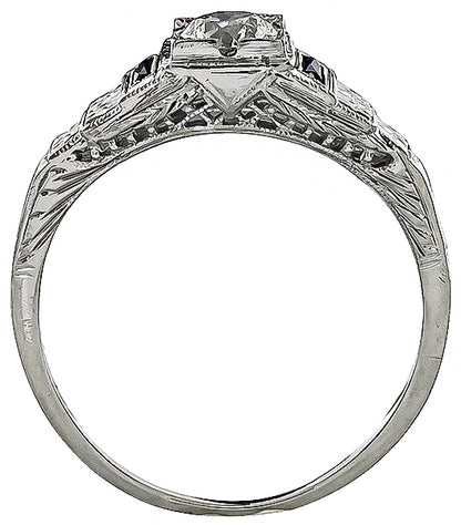 Vintage GIA Certified 0.53ct Diamond Engagement Ring