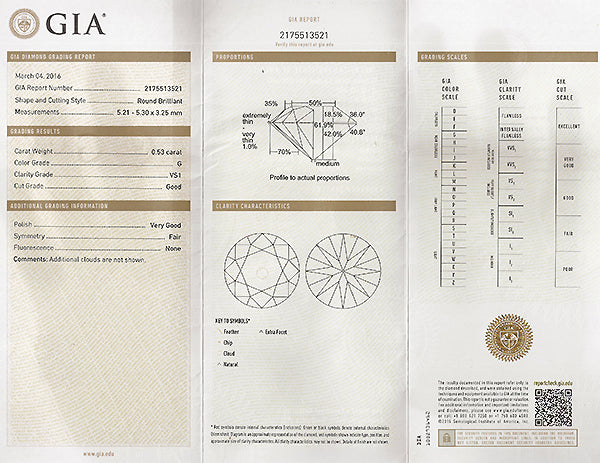 Vintage GIA Certified 0.53ct Diamond Engagement Ring