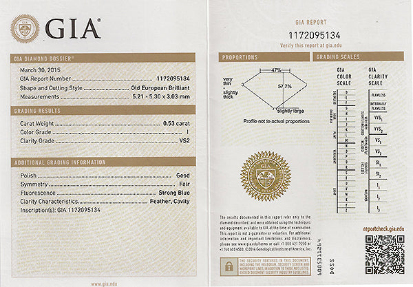 Vintage GIA Certified 0.53ct Diamond Sapphire Engagement Ring