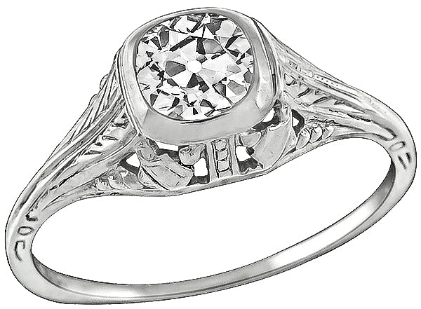 Vintage GIA Certified 0.54ct Diamond Engagement Ring