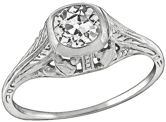 Vintage GIA Certified 0.54ct Diamond Engagement Ring