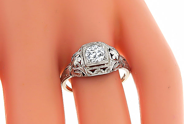 Vintage GIA Certified 0.54ct Diamond Engagement Ring