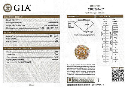 Vintage GIA Certified 0.54ct Diamond Engagement Ring