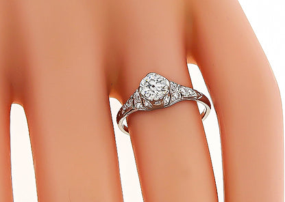 Vintage GIA Certified 0.57ct Diamond Engagement Ring