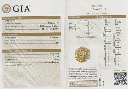 Vintage GIA Certified 0.57ct Diamond Engagement Ring