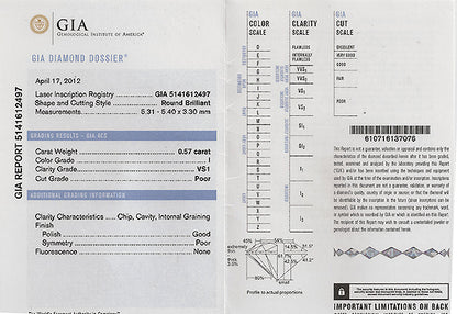 Vintage GIA Certified 0.57ct Diamond Engagement Ring