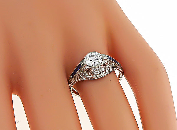 Vintage GIA Certified 0.59ct Diamond Engagement Ring