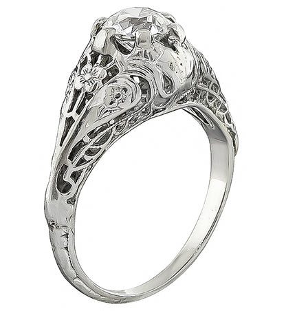 Vintage GIA Certified 0.61ct Diamond Engagement Ring