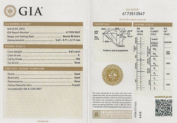 Vintage GIA Certified 0.63ct Diamond Engagement Ring