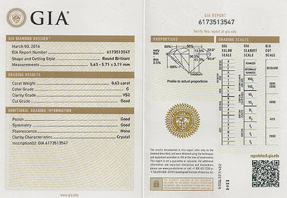 Vintage GIA Certified 0.63ct Diamond Engagement Ring