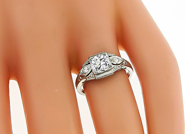 Vintage GIA Certified 0.64ct Diamond Engagement Ring