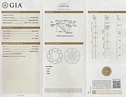 Vintage GIA Certified 0.65ct Diamond Engagement Ring