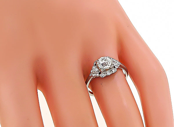 Vintage GIA Certified 0.68ct Diamond Engagement Ring
