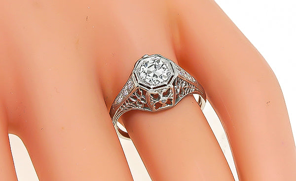 Vintage GIA Certified 0.68ct Diamond Engagement Ring