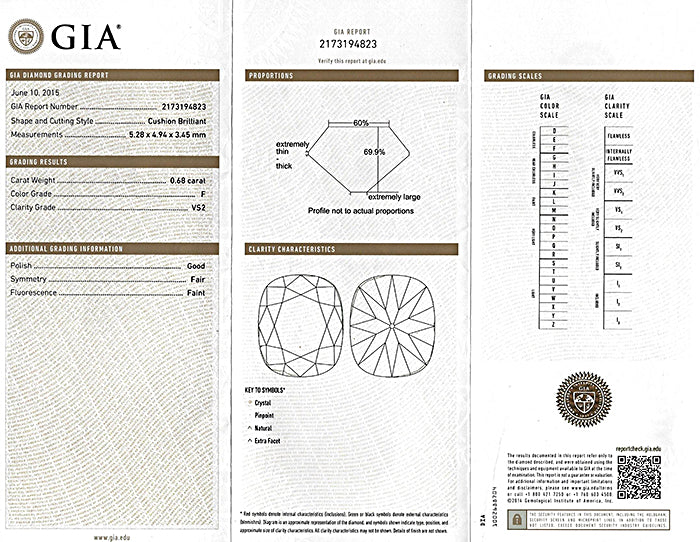 Vintage GIA Certified 0.68ct Diamond Engagement Ring