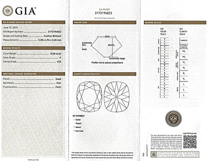 Vintage GIA Certified 0.68ct Diamond Engagement Ring