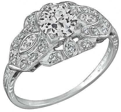 Vintage GIA Certified 0.70ct Diamond Engagement Ring