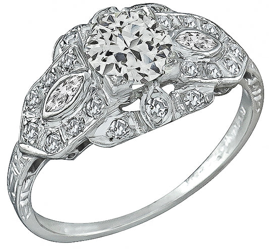 Vintage GIA Certified 0.70ct Diamond Engagement Ring