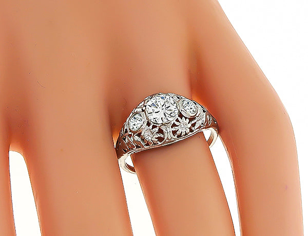 Vintage GIA Certified 0.72ct Diamond Engagement Ring