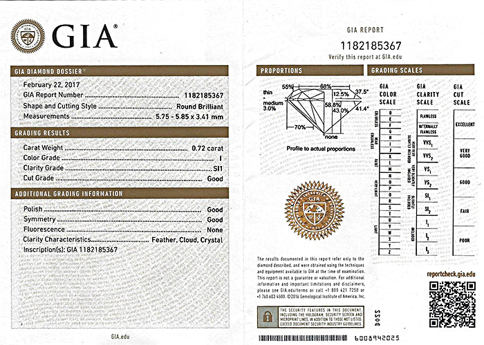 Vintage GIA Certified 0.72ct Diamond Engagement Ring