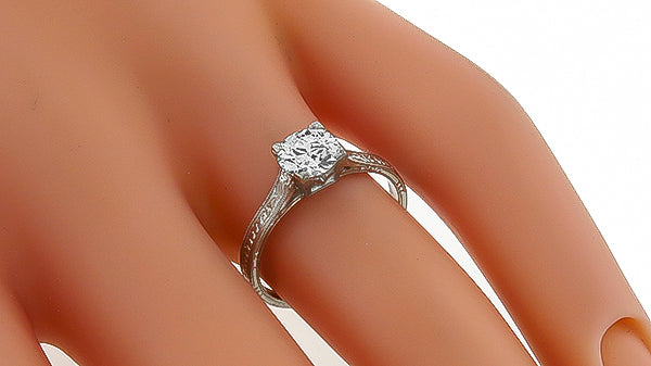 Vintage GIA Certified 0.76ct Diamond Engagement Ring
