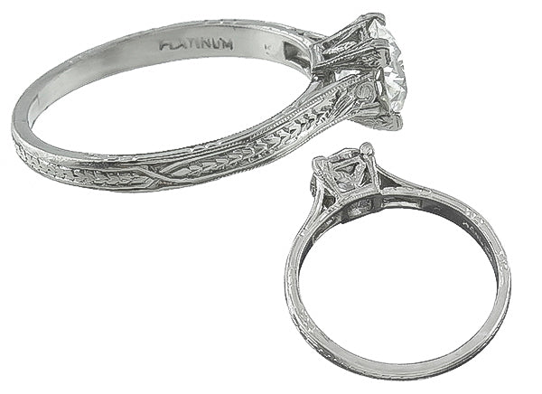 Vintage GIA Certified 0.76ct Diamond Engagement Ring