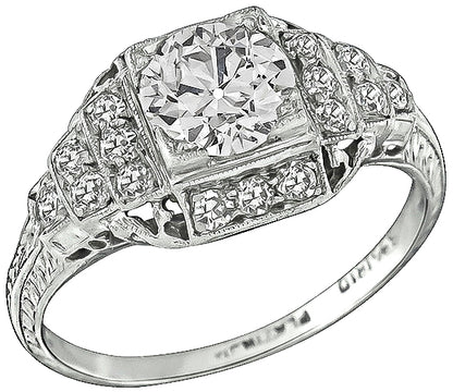 Vintage GIA Certified 0.77ct Diamond Engagement Ring