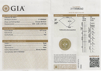 Vintage GIA Certified 0.77ct Diamond Engagement Ring