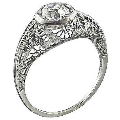 Vintage GIA Certified 0.77ct Diamond Engagement Ring