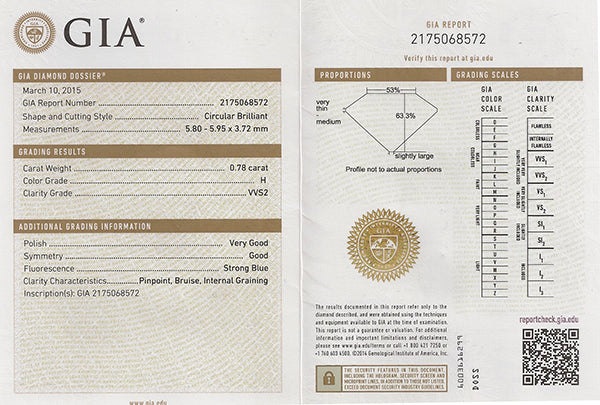 Vintage GIA Certified 0.78ct Diamond Engagement Ring