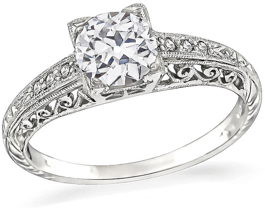 Vintage GIA Certified 0.78ct Diamond Engagement Ring